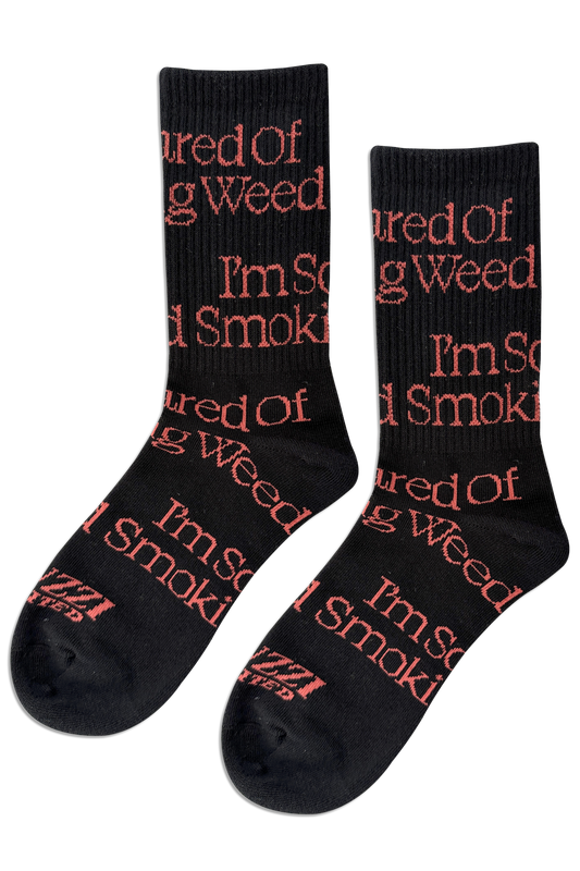 Scared of Smoking Weed Socks Black