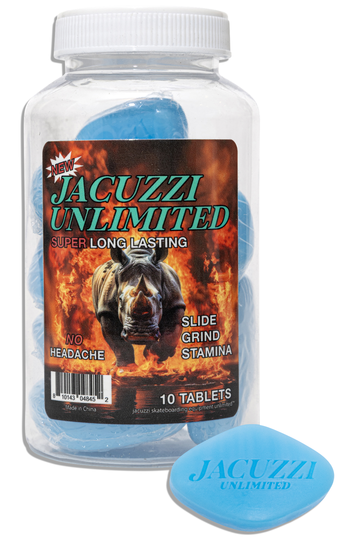 Jacuzzi Rhino Pill Wax 10 Pk Blue skate accessory – front graphic